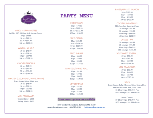 RX Party Menu